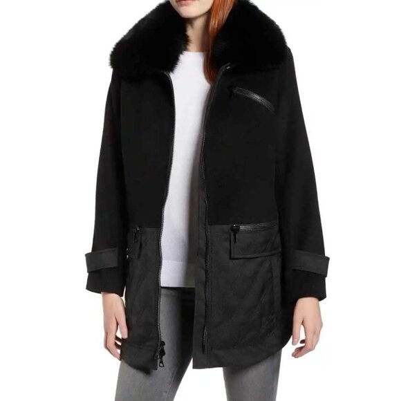 Trina Turk Jackets & Blazers - Trina Turk Genuine Fox Fur Trim Mixed Media Coat